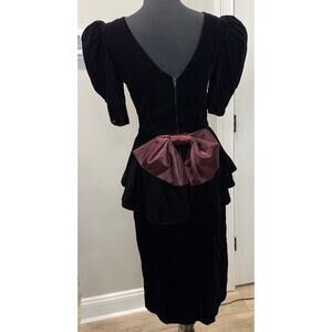 Gothic Whimsigoth Vintage Dress Black Velvet Purple 80s Act III USA Rare Small